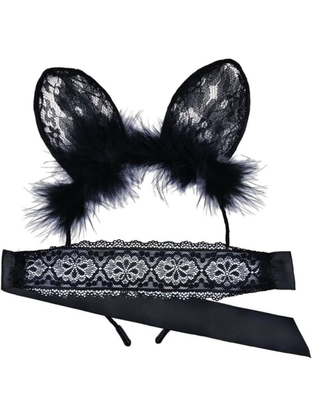 Black Cat Ears Headband Lace Eye Sexy Blindfold Hairbands Festival Costume